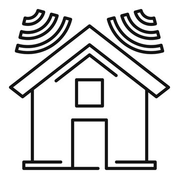 Soundproofing House Roof Icon, Outline Style