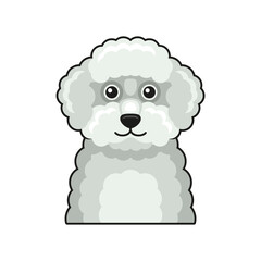 Cute Dog Face Icon. Cartoon Style on White Background Vector