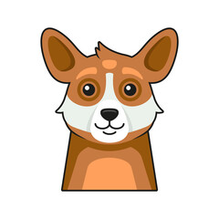 Fototapeta na wymiar Cute Dog Face Icon. Cartoon Style on White Background Vector