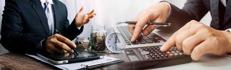 Digital marketing media in virtual screen.businesswoman hand working with mobile phone and modern...