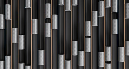 cylinders in carbon fiber on a black and gold background.