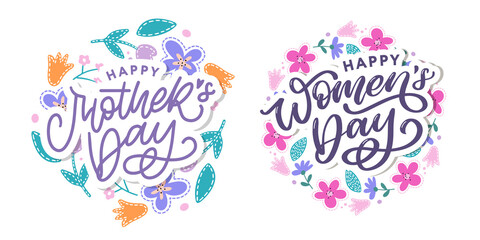 Elegant greeting card design with stylish text Mother s Day on colorful flowers decorated background.