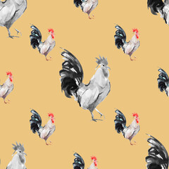pattern with rooster and hen
