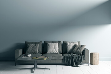 Illustration 3D rendering large luxury modern bright interiors Living room mockup computer digitally generated image