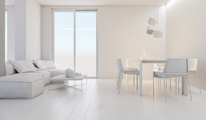 Illustration 3D rendering large luxury modern bright interiors Living room mockup computer digitally generated image