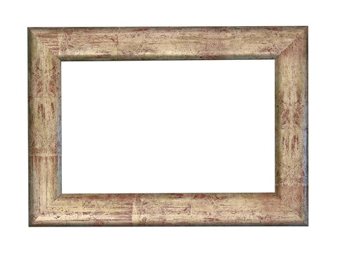 Brown wooden frame for paintings. Isolated on white