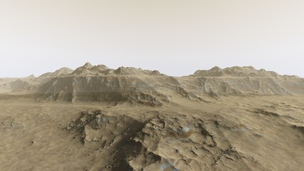 Fototapeta na wymiar realistic surface of an alien planet, view from the surface of an exo-planet