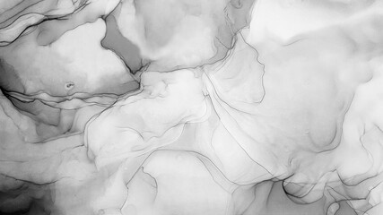 Black White Watercolor. Charcoal Painting. Pale Psychedelic Layout.