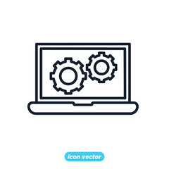 laptop with gear setting icon. operations management setting symbol template for graphic and web design collection logo vector illustration