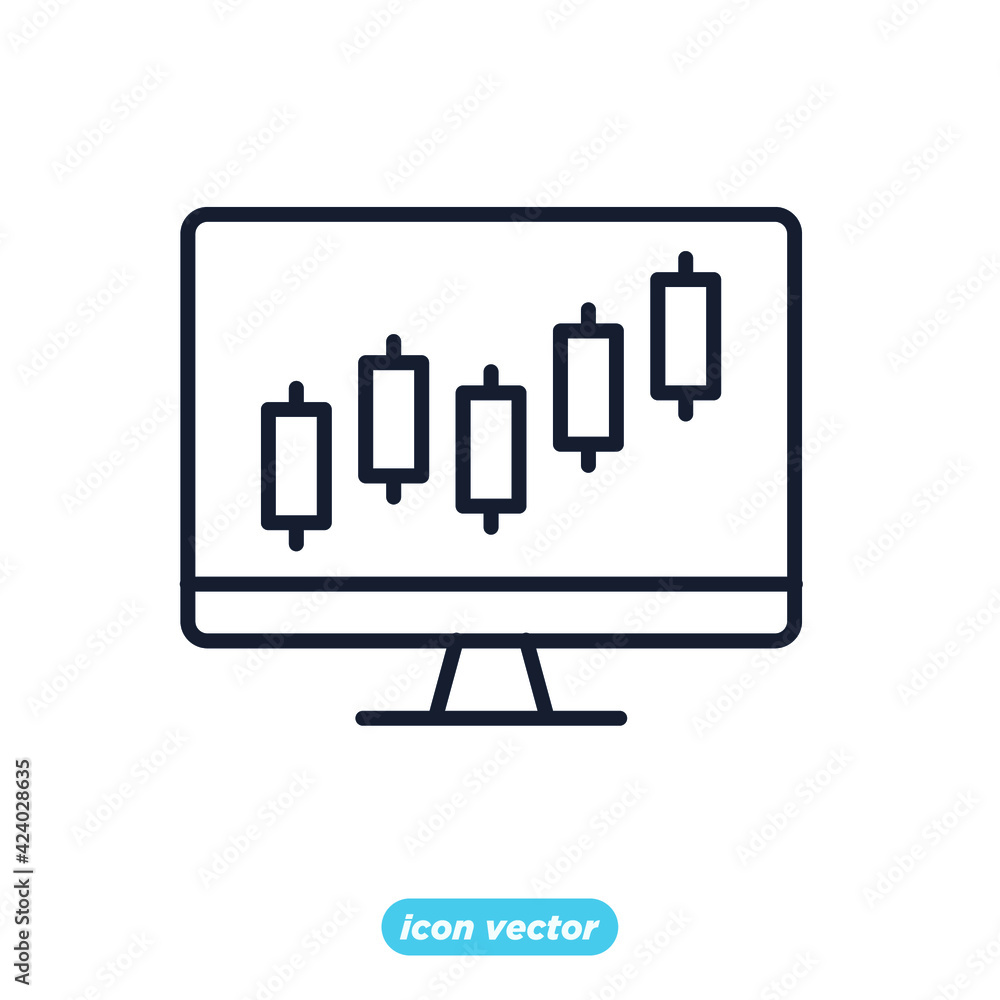 Poster monitor with chart icon. management analysis symbol template for graphic and web design collection l