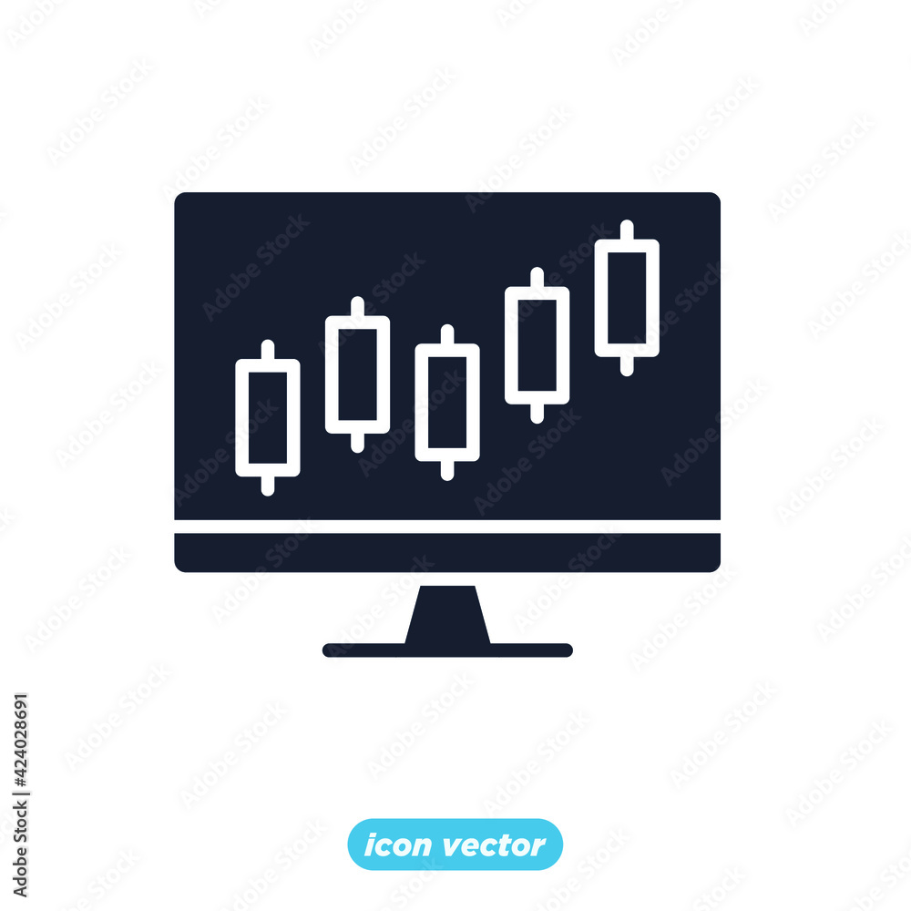 Aufkleber monitor with chart icon. management analysis symbol template for graphic and web design collection l