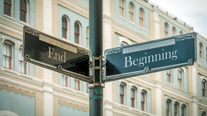Fototapeta premium Street Sign Beginning versus End