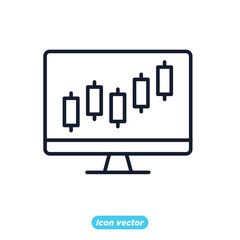 monitor with chart icon. management analysis symbol template for graphic and web design collection logo vector illustration
