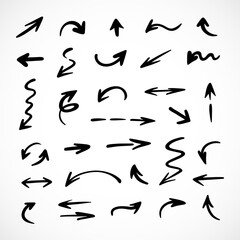 Vector set of hand-drawn arrows, elements for presentation