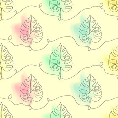 Summer pattern with outline monstera