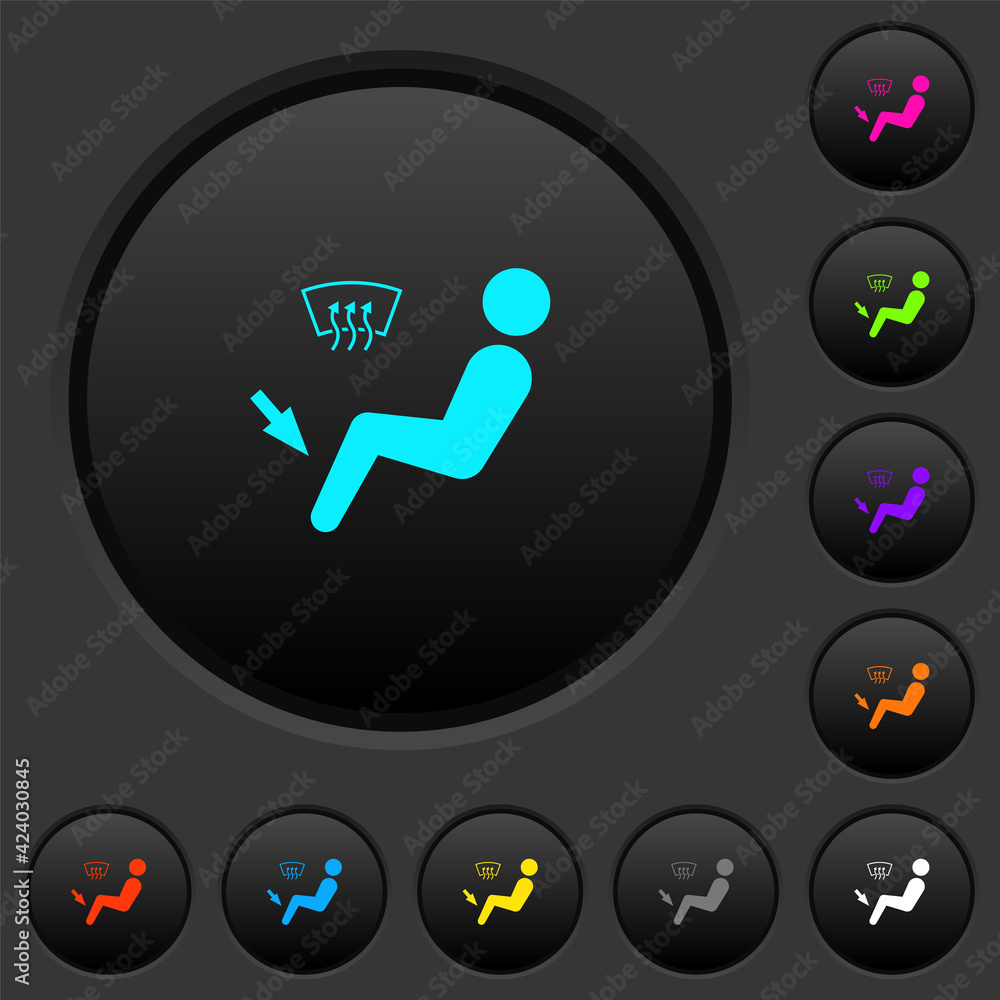 Poster car air flow direction foot and defrost dark push buttons with color icons