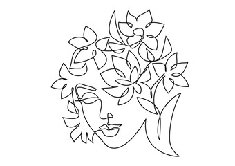 Abstract beautiful woman face on white background.