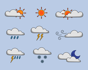 Obraz premium vector simple for element weather, clouds, sun, etc