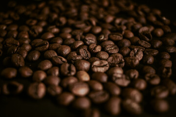 coffee beans on a black background