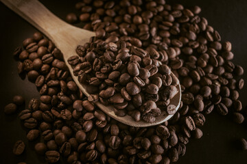 coffee beans on a black background