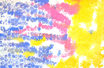 Yellow blue watercolor abstract background. Hand drawing