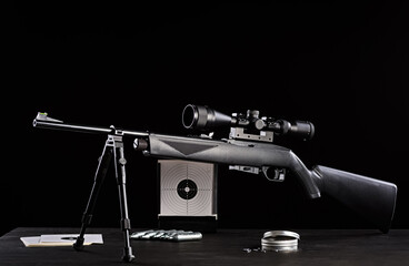 air rifle with an optical sight - obrazy, fototapety, plakaty