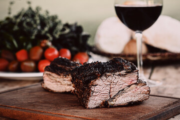 asado and red wine
