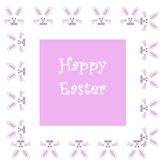 An illustration of a white Easter bunny border with the message Happy Easter