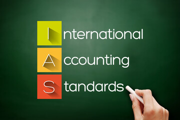 IAS - International Accounting Standards acronym, business concept background on blackboard