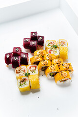 sushi on the white background