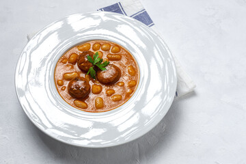 Homemade beans stew with sausage from above