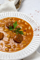 Homemade beans stew with sausage from above