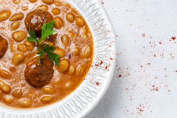 Homemade beans stew with sausage from above