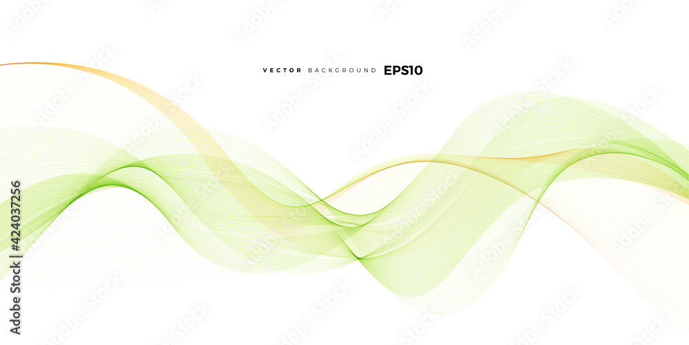 Poster wave vector element with abstract green lines for website, banner and brochure, curve flow motion il