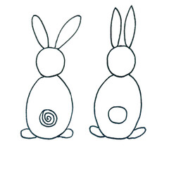 Rabbit Set, Isolated On White Background