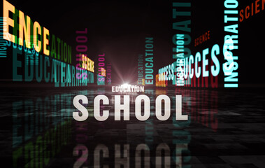 Education learning and school text abstract concept illustration
