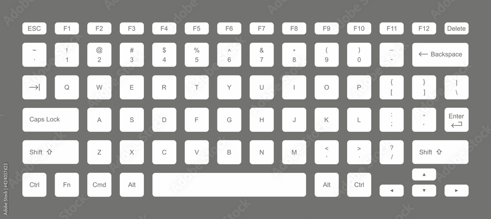 Poster laptop keyboard computer. keypad alphabet buttons. flat style