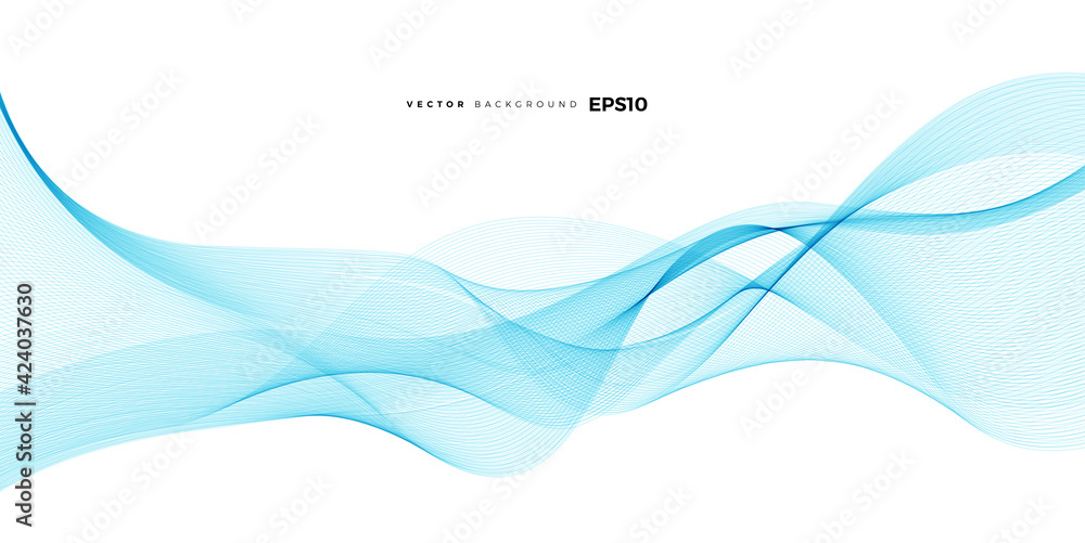 Poster wave vector element with abstract blue lines for website, banner and brochure, curve flow motion ill