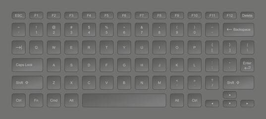 Laptop keyboard computer. Keypad alphabet buttons. Flat Style
