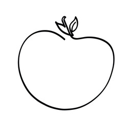 One line drawing of apple fruit 
One continuous line drawing of apple fruit selected on white