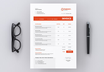 Invoice Layout with Red Accents