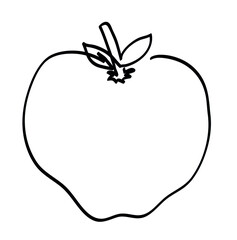 One line drawing of apple fruit 
One continuous line drawing of apple fruit selected on white
