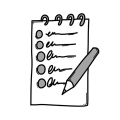 Check list doodle vector icon. Drawing sketch illustration hand drawn line eps10