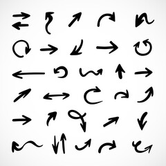 Vector set of hand-drawn arrows, elements for presentation