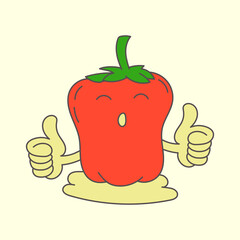 tomatoes with happy emotions with two thumbs up vector image