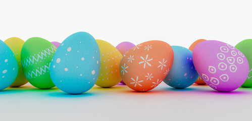Easter eggs on white background. 3d illustration