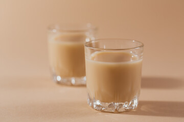 Short glasses of Irish cream Liquor or Coffee Liqueur