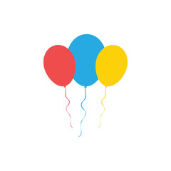 Colourful Balloons icon set isolated on white background. Vector illustration.