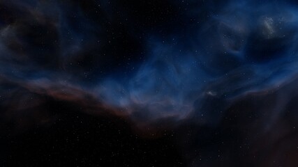 colorful space background with stars, nebula in deep space 3d render