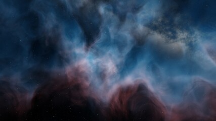 colorful space background with stars, nebula in deep space 3d render